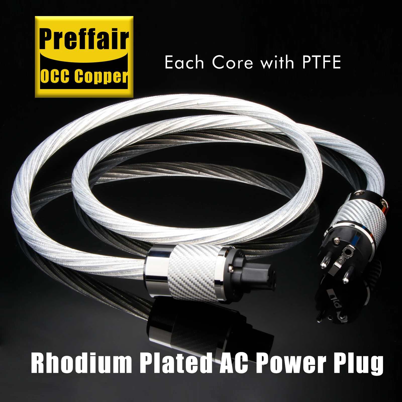 

Кабель питания Hi-Fi 7N OCC посеребренный аудиофильский шнур питания провод усилителя с оплеткой из серебряной фольги с вилкой питания из углеродного волокна США/ЕС