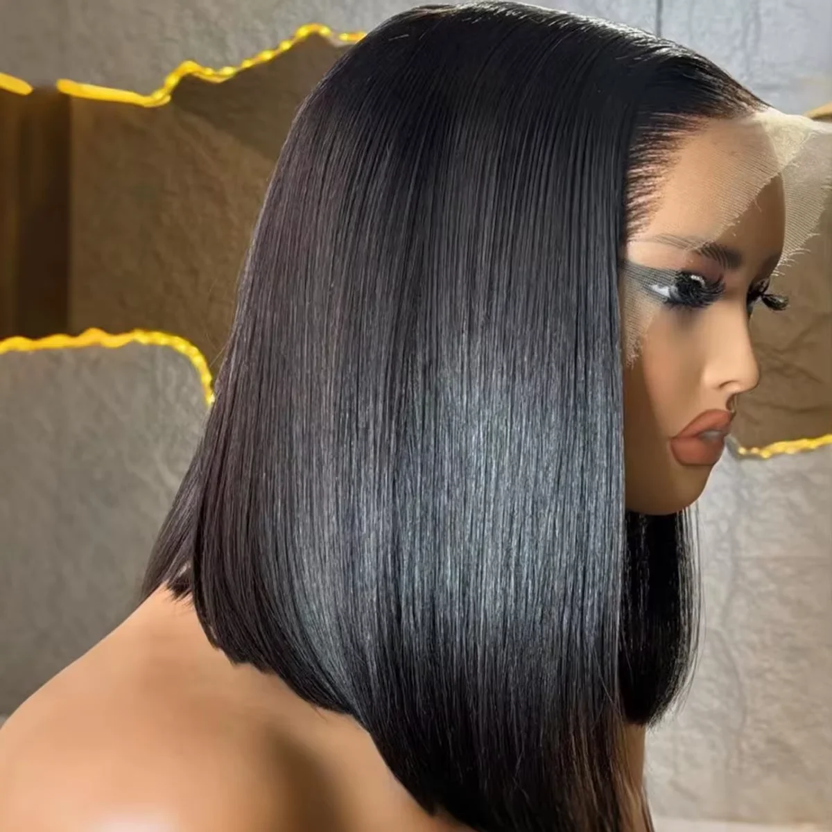 

Peruvian Short Straight Bob Wig 13x4 Lace Front Human Hair Wigs For Women HD Lace Frontal Wig Glueless 200% Density Closure Wig