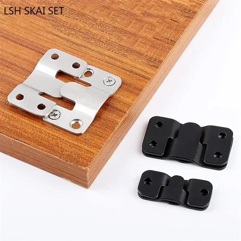 4set Stainless Steel Wall Hook Picture Frame Keyhole Hanger Sofa Bedstead Interlocking Flush Mount Bracket Furniture Connector