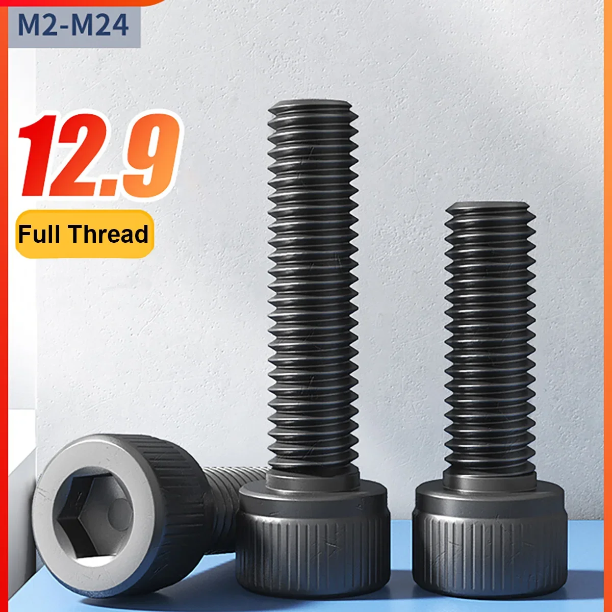 M3 M4 M5 M6 M8 M10 M12-M24 Hexagon Hex Socket Cap Head Screw Allen Bolts Black Grade 12.9 Full Thread DIN912 Furniture Bolts