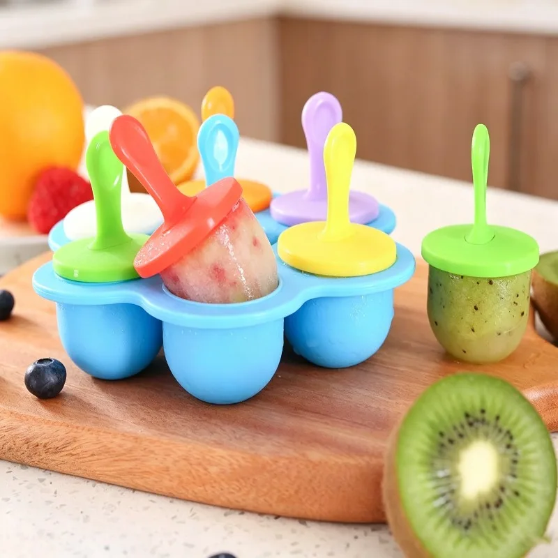 1 Stück 7-Loch Eisform Eiscreme-Popsicle Silikonform DIY Frucht-Milchshake Haushalts-Küchenzubehör Werkzeuge