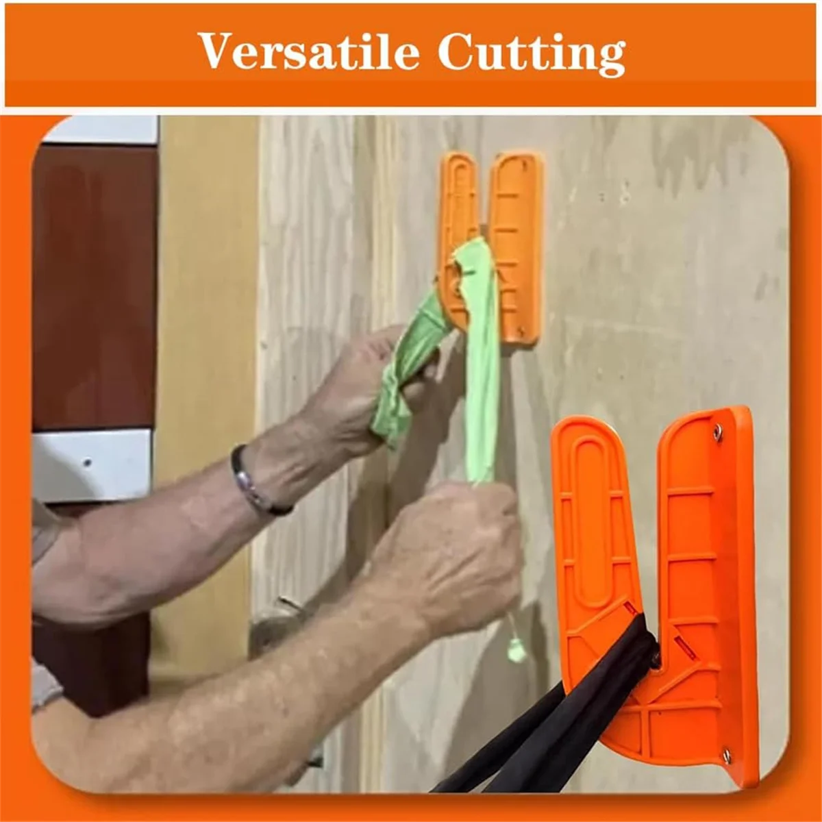 B60A3pcs Wall-Mounted Rag Cutter,Wall-Mounted Orange Cloth Cutter,the Ragcutter Easily Cut Old Sheets,T-Shirts,Towels