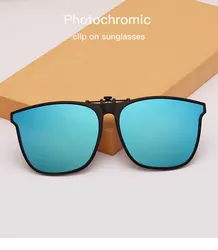 Polarized Clip On Sunglasses Men Photochromic Car Driver Goggles Night Vision Glasses Anti Glare Vintage Square Glasses