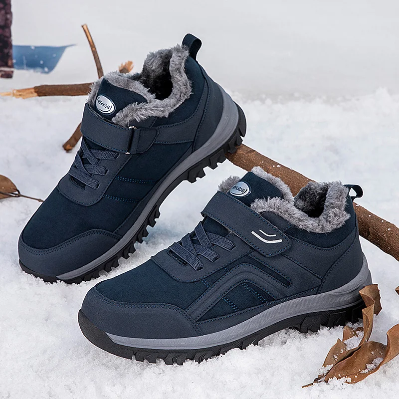 

YRZL Men's Winter Boots Thermal Waterproof Boots Anti Slip Snow Shoes Warm Thermal Outdoor Hiking Boots Non Slip Men Footwear