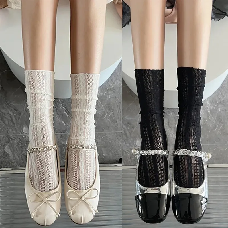النساء الحلو الدانتيل قصيرة الصيف الجوارب اليابانية لطيف خمر الجوف خارج القطن لينة لوليتا نمط Kawaii Sockings جوارب عالية الجودة