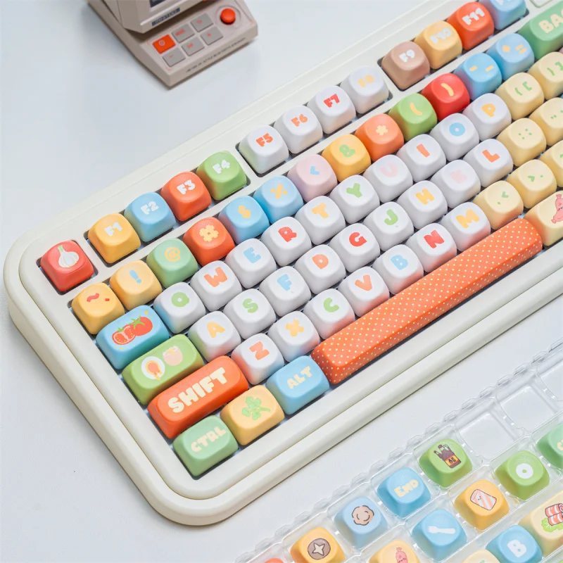 Instant Noodle PBT Keycaps,135 Keys Custom MOA Profile Dye Sublimation GMK Doubleshot Keycaps For MX Mechanical Keyboard