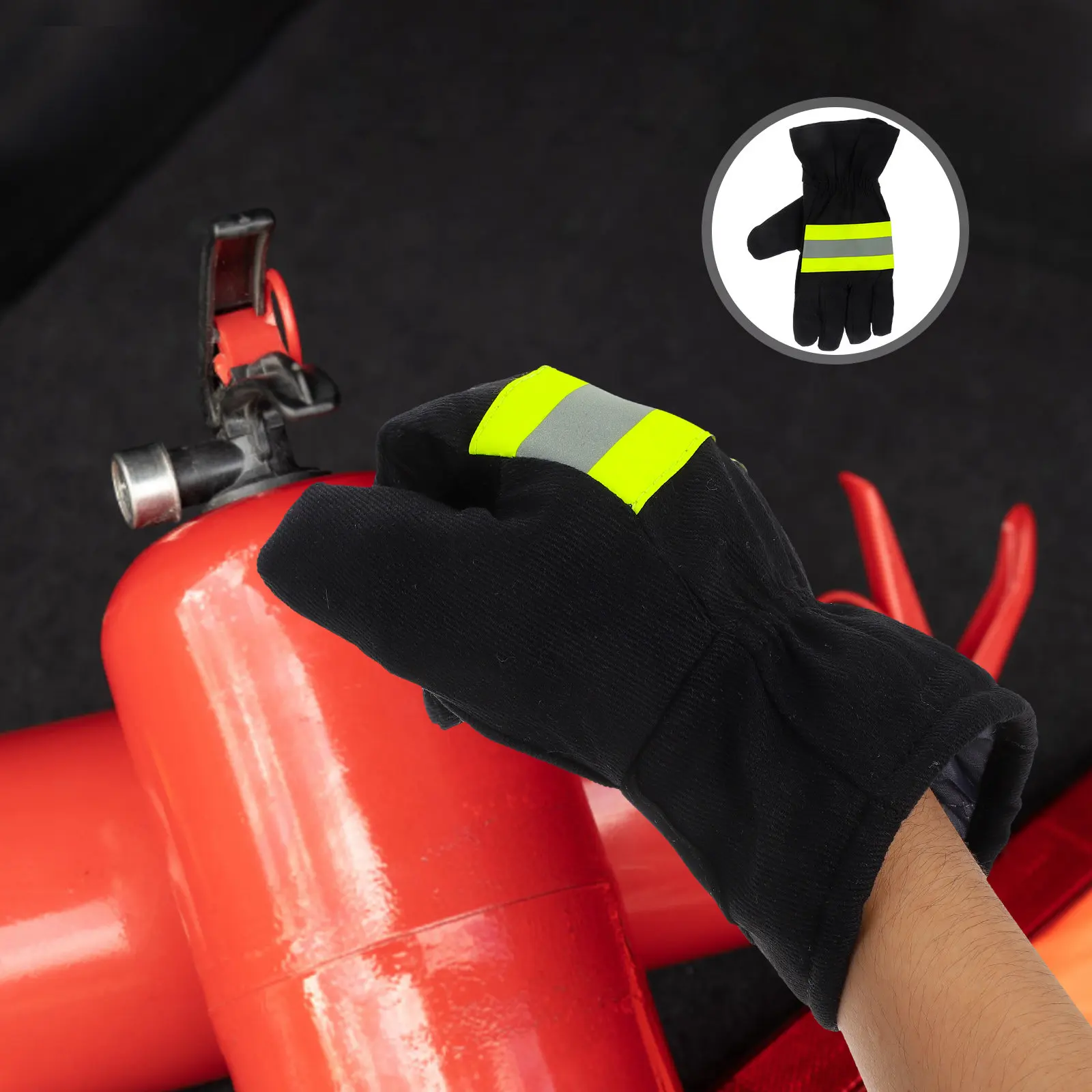 1Pair Fire Fighting Gloves Flame Retardant Heat Resistant Insulated Protective Gloves for Firefighters Extrication Welding