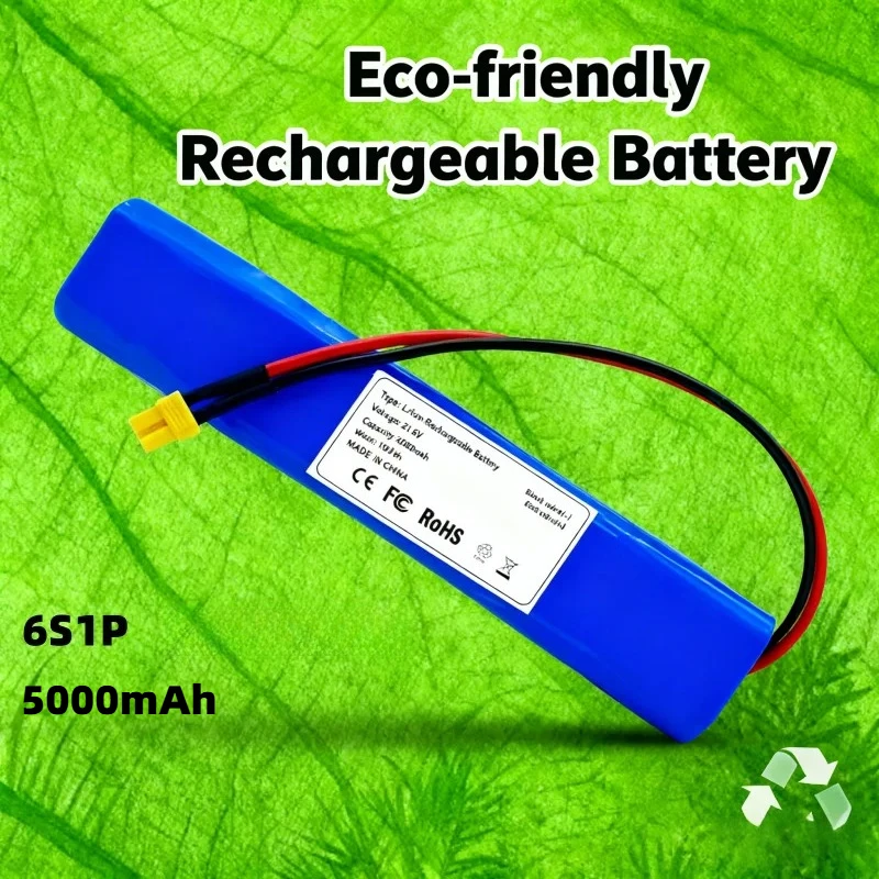 6S1P 21.6V 6000mAh Rechargeable Lithium Ion Battery Pack,  Portable Power for DIY Electronics RC Models & Testing Equipment