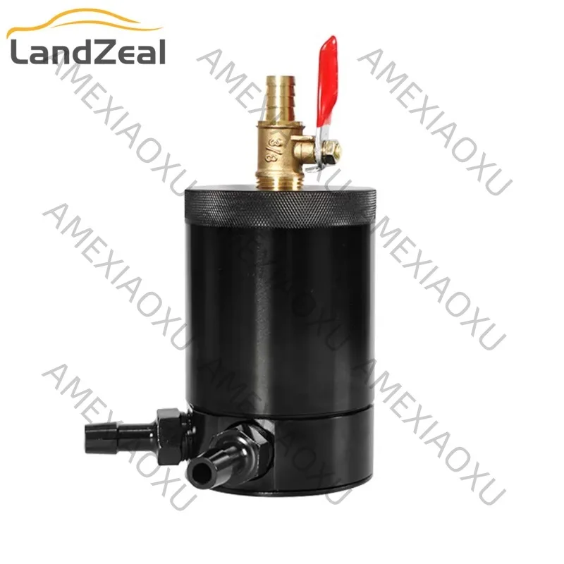 Universal Oil Catch Tank Can Reservoir Including Oil Drain Valve Plug Black