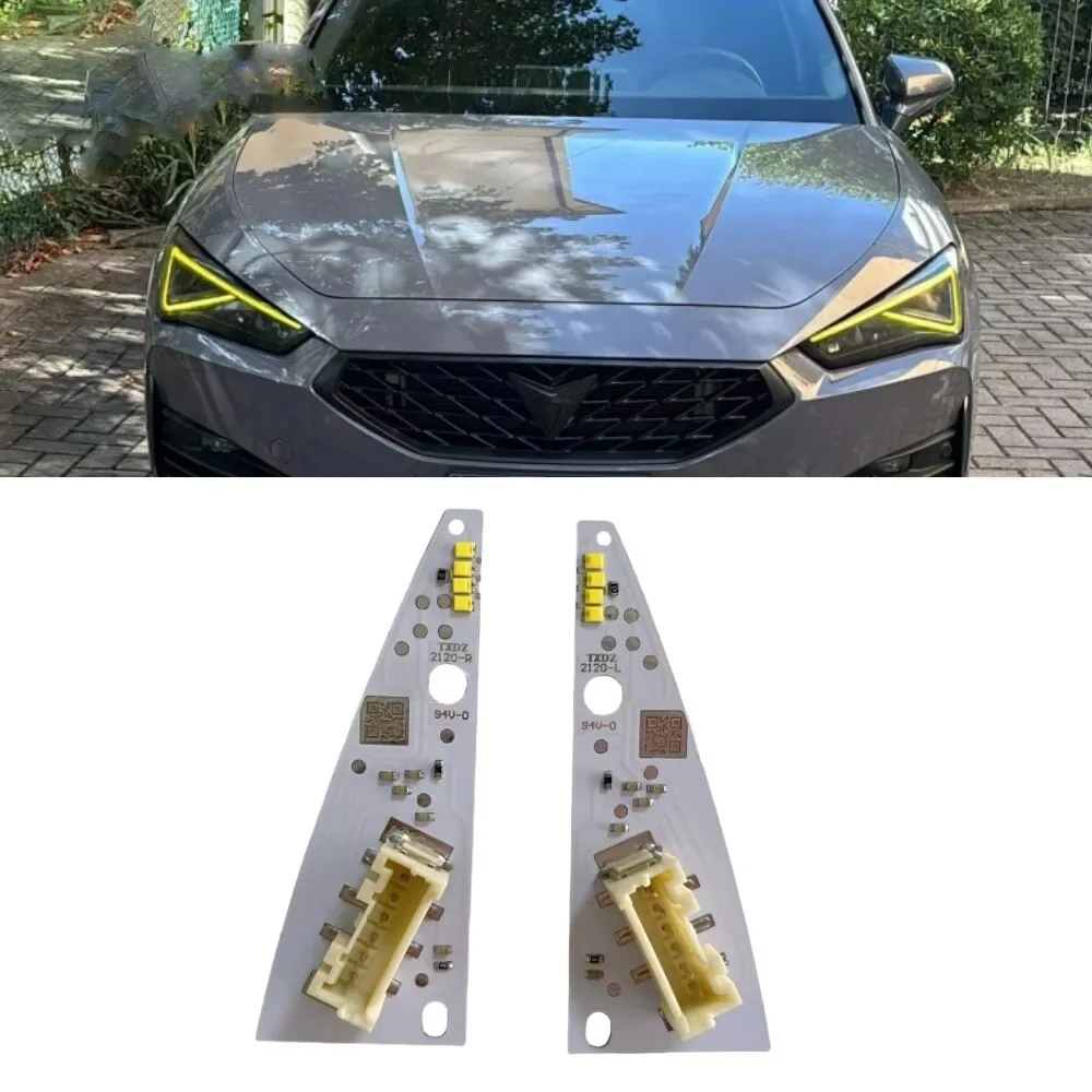 

CSL Yellow Angel Eyes DRL For 2020 SEAT TARRACO Leon LED Headlight Daytime Running Light 5FJ941475 5FJ941476 Daylight Boards