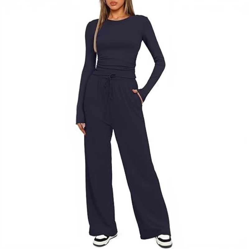 Neue einfarbige Freizeitsets für Damen im Herbst und Winter mit langen Ärmeln, meistverkaufte Mode-Outfits.