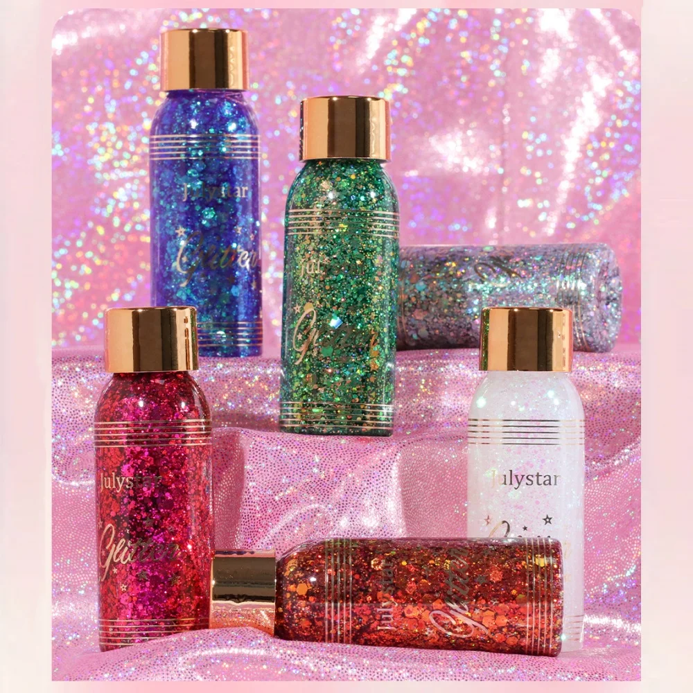 Mermaid Sequins Body Glitter Gel Multi-Color Shining Makeup Glitter for Face Hair Eyeshadow DIY Nail Art Music Festival Cosmetic