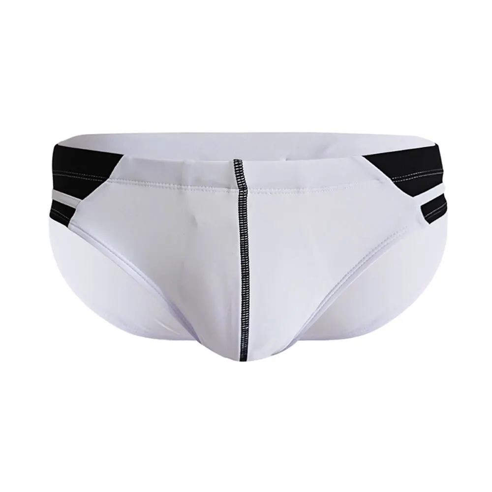 High Quality Spliced Swimming Trunks for Men Simple Sexy Tight Fit Sports Fitness Beach Shorts Quick-dry Bathing Suit Swimwear 6