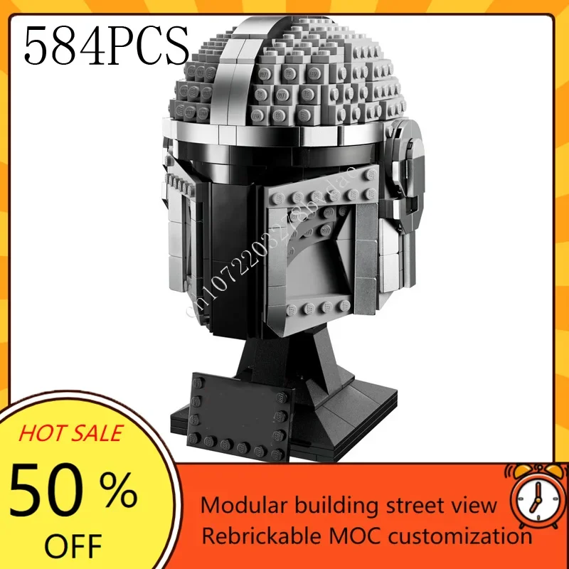 MOC Space Battle Serie Mandalorianer Helm Figur Modell Benutzerdefinierte Puzzles Technologie Bildung DIY Kreative Montage Spielzeug Kinder Geschenke
