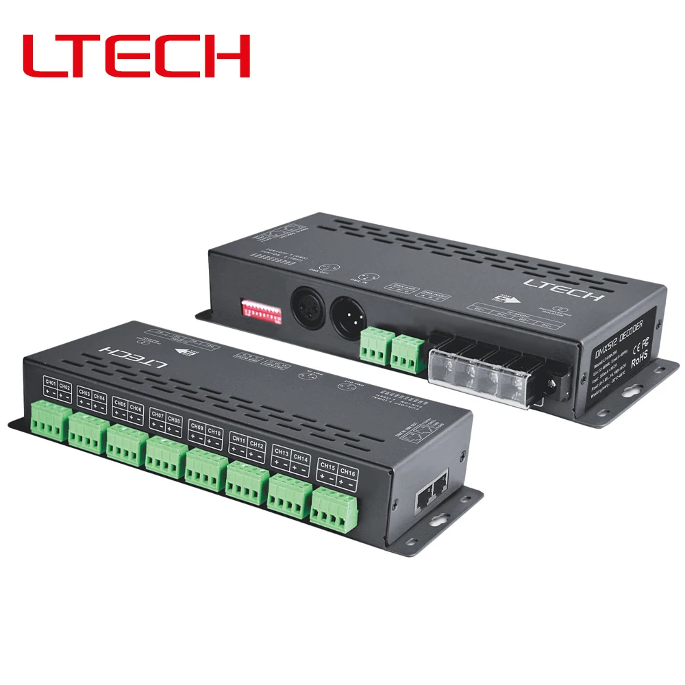 LTECH 16CH Constant Current DMX-PWM RMD Decoder DMX512 350mA 700mA Current Output For single color CCT RGB CC LED Strip Lights