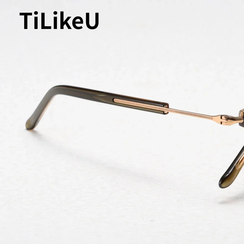 Japanese Designer Titanium Acetate Glasses Frame for Men Fashion Retro Square Prescription Eyeglasses Women Luxury Brand Eyewear image 5