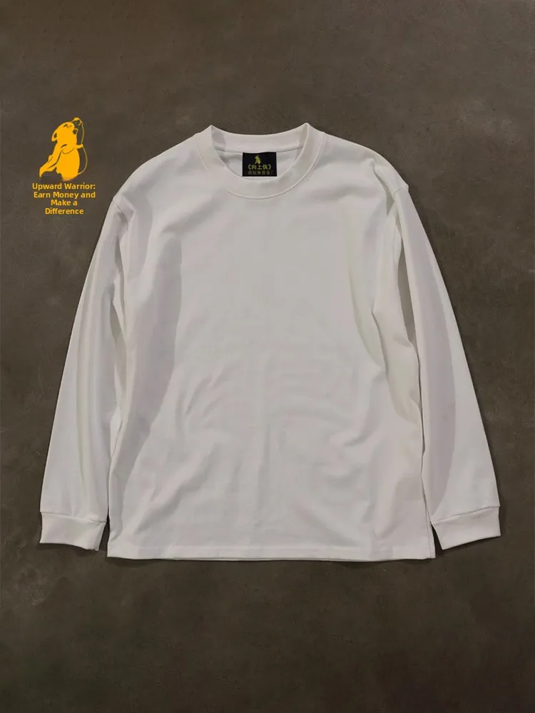 Long Sleeve 310 Pure Cotton Men's T-Shirt Upward Hero Non-Light American Style Couple's T-Shirt Youth Loose Fit Printed Tee