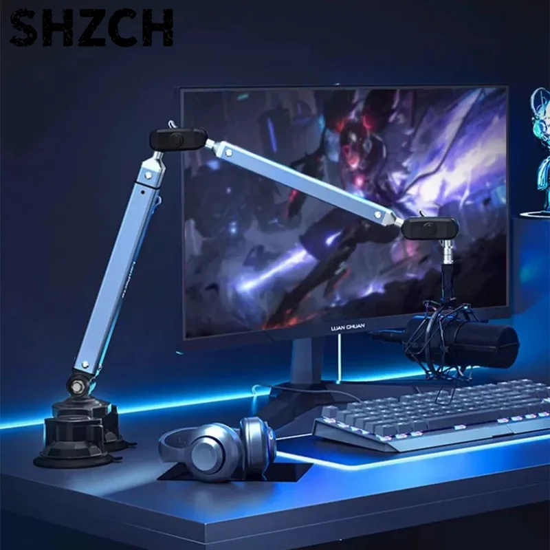 Professional Vacuum Suction Desk Microphone Stand Boom Arm Mic Holder Adjustable Condenser Clip Speech Studio Fixing Clamp