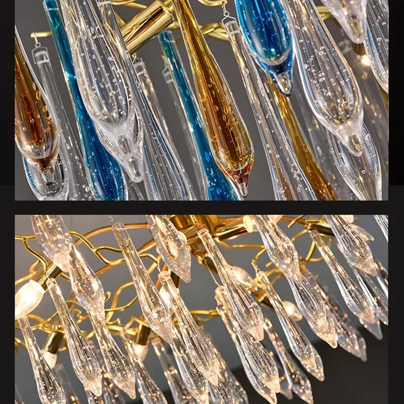 Postmodern luxury crystal living room chandelier, Nordic Italian-style restaurant, colorful personalized creative art lamp