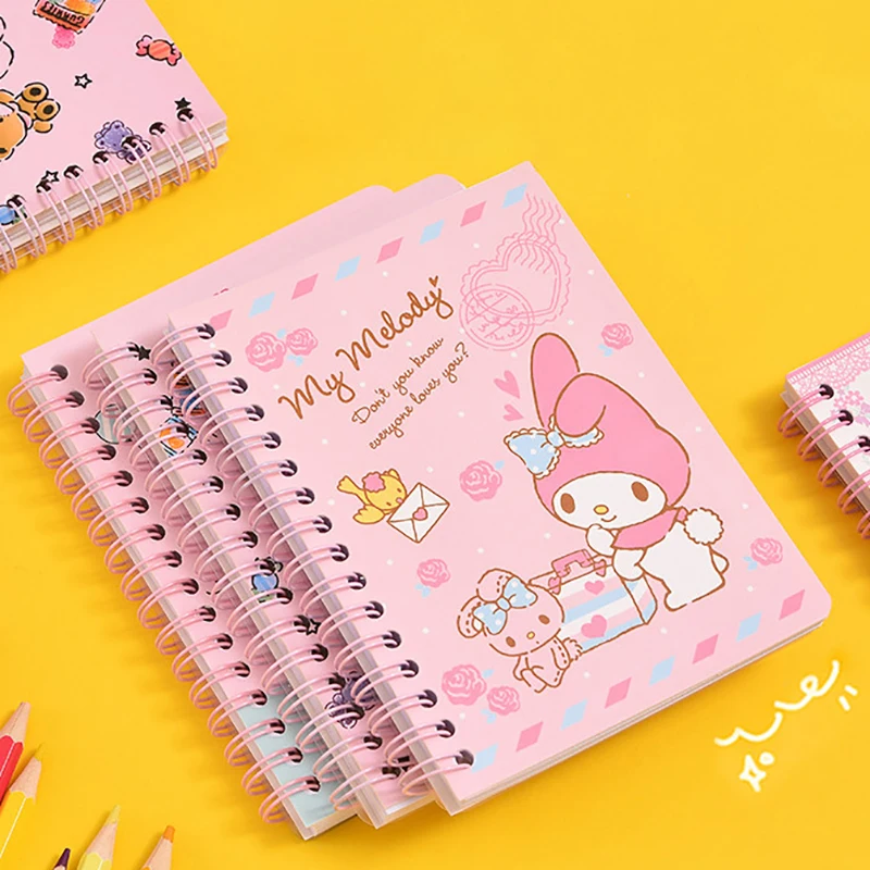 

Kawaii Sanrio Notebook Anime Hello Kitty Kuromi Cinnamoroll Office Notebook Handbook Book A6 Cartoon PP Coil Book Student Gifts