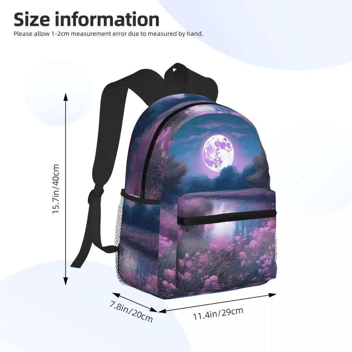 Moonlit Garden Classical Pattern Student Backpack School Bag Hiking Travel Daypack for Boys Girls Fashion Bookbag Shoulder Bags