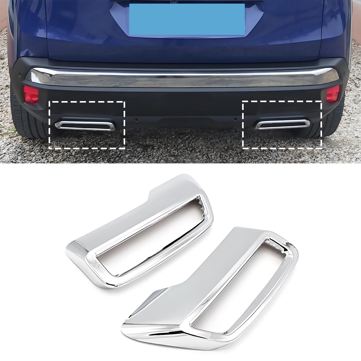 

Exhaust Pipe Tail Cover for Peugeot 3008 5008 2017-2022 ABS Rear Exhaust Muffler End Pipe Cover Decoration Trim 2PCS