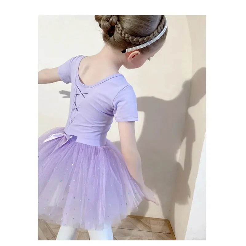 Long Sleeve Children\'s Ballet Dress Girls Jumpsuit Dancing Tutu Dress Pink Gauze Skirt for Baby Dance Practice Leotards for Girl