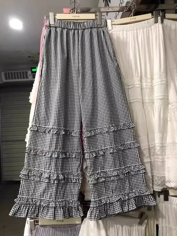 

Мужские повседневные брюки больших размеров, летние, новые, свободные, широкие, в клетку, с эффектом «лотос», с высокой талией, 100% хлопок