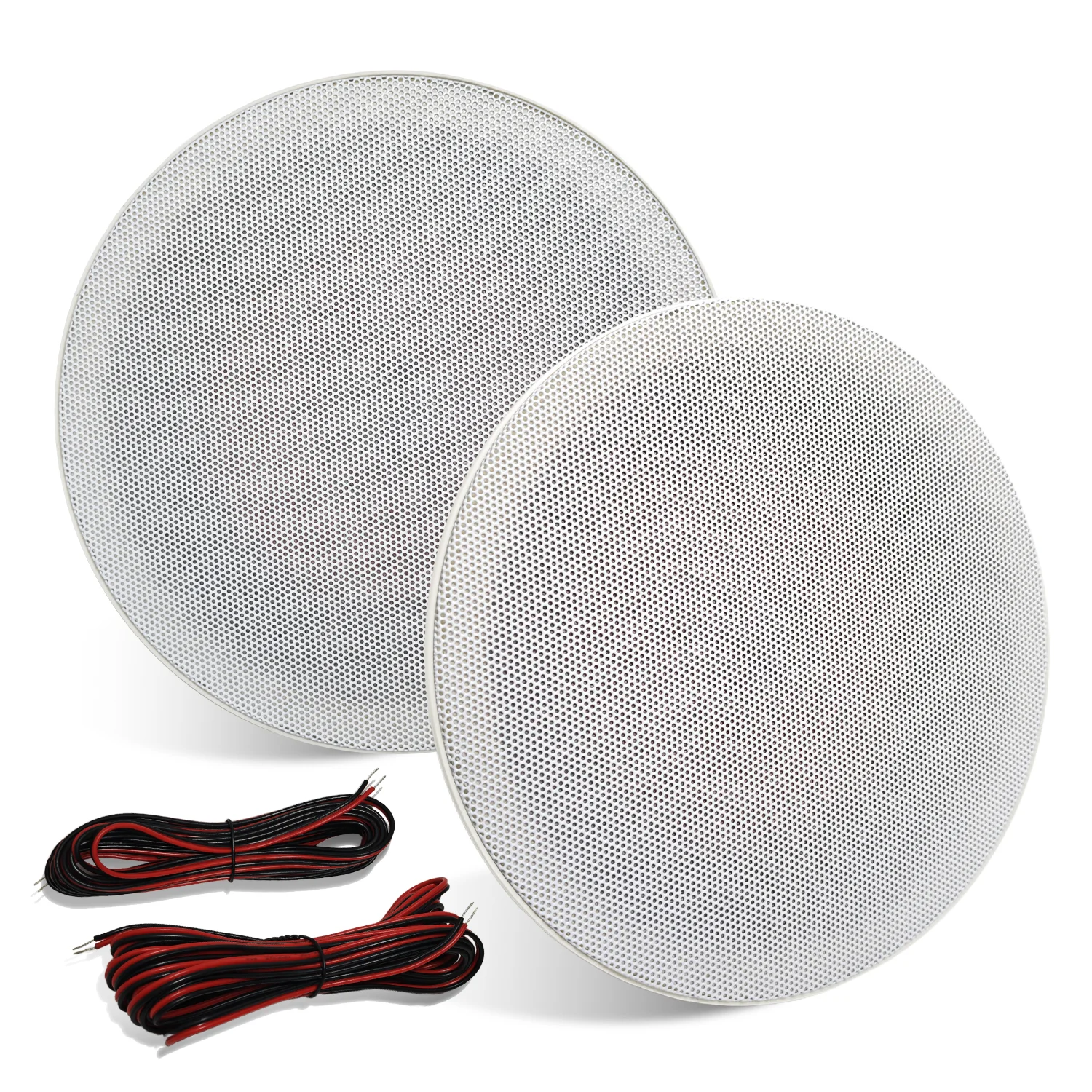 

MUXEARK Pair 300W 6.5'' 2-Way In-Ceiling Speakers Quick Connect Spring loaded Speaker Terminals Recessed Speaker System For Bath