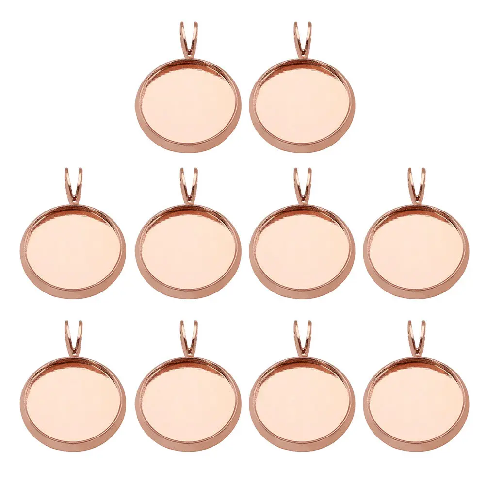 

10Pcs Round Pendant Tray Copper Plating Bezel Tray for DIY Jewelry Making Photo Resin Craft Supplies Accessories 20Mm Rose Gold