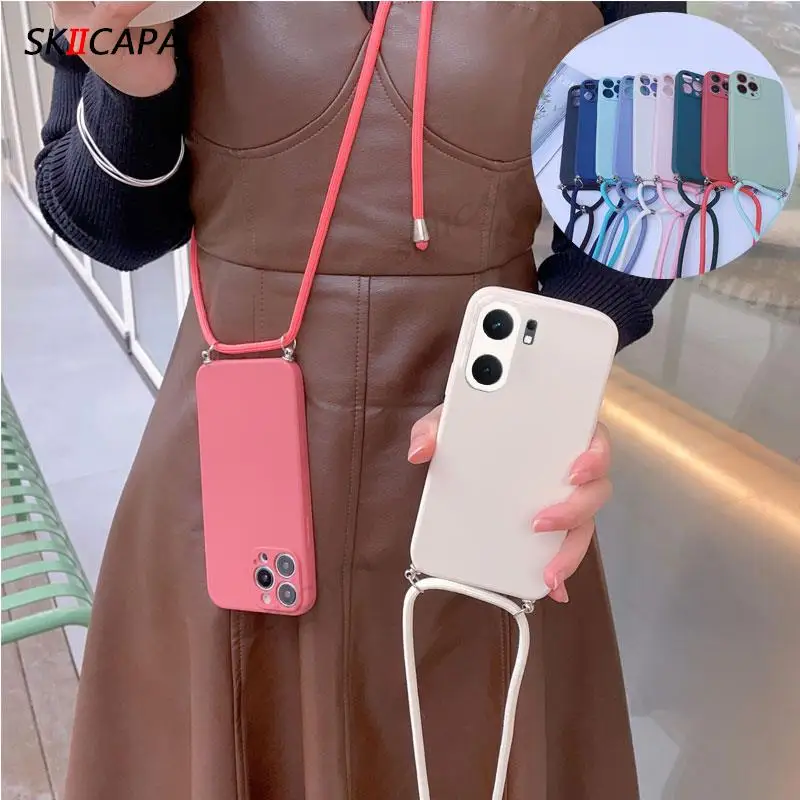 حافظة لهاتف VIVO IQOO Neo 9 Pro Neo9 لهاتف Iqoo Neo 9 8 Pro 7 6 5 SE 5s Crossbody قلادة حزام الحبل غطاء سيليكون ناعم
