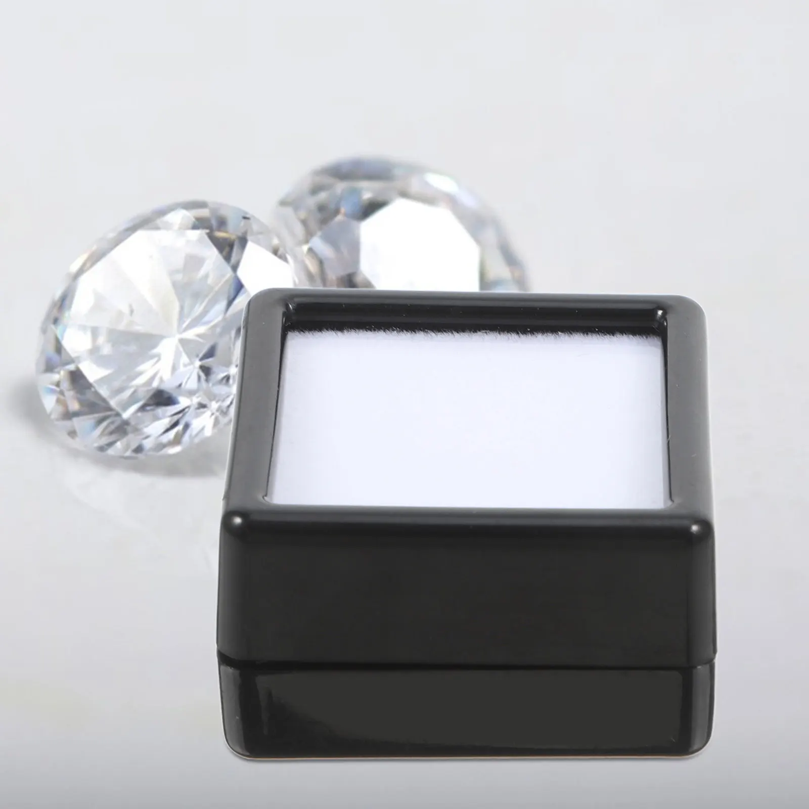 70Pcs Mini Stone Jewellery Box Gemstone Display Case Small Clear Jewelry Display Boxes for Selling Packaging Store Exhibition