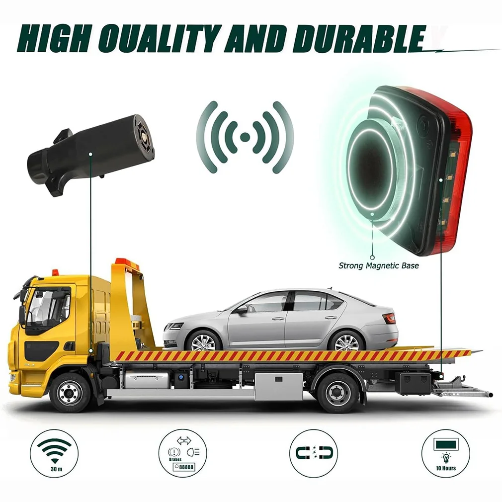 Magnetic Taillight Wireless Trailer Signal Warning Brake Lights LED Rechargeable Towing Tail Light Kit For Caravan RV Camper