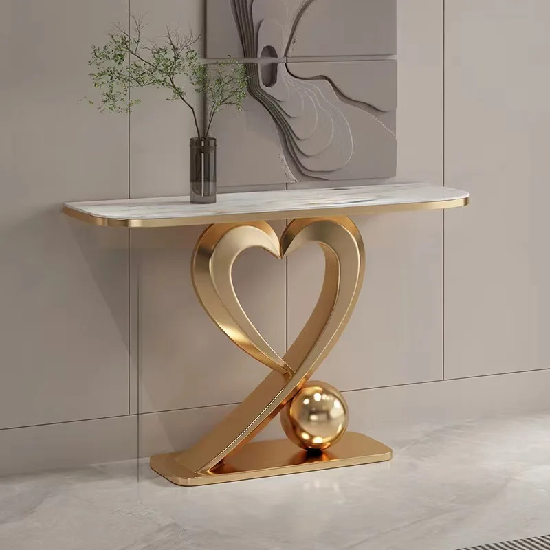 

rock slab entrance table Modern simple living room entrance platform Entry door corridor Stainless steel entrance