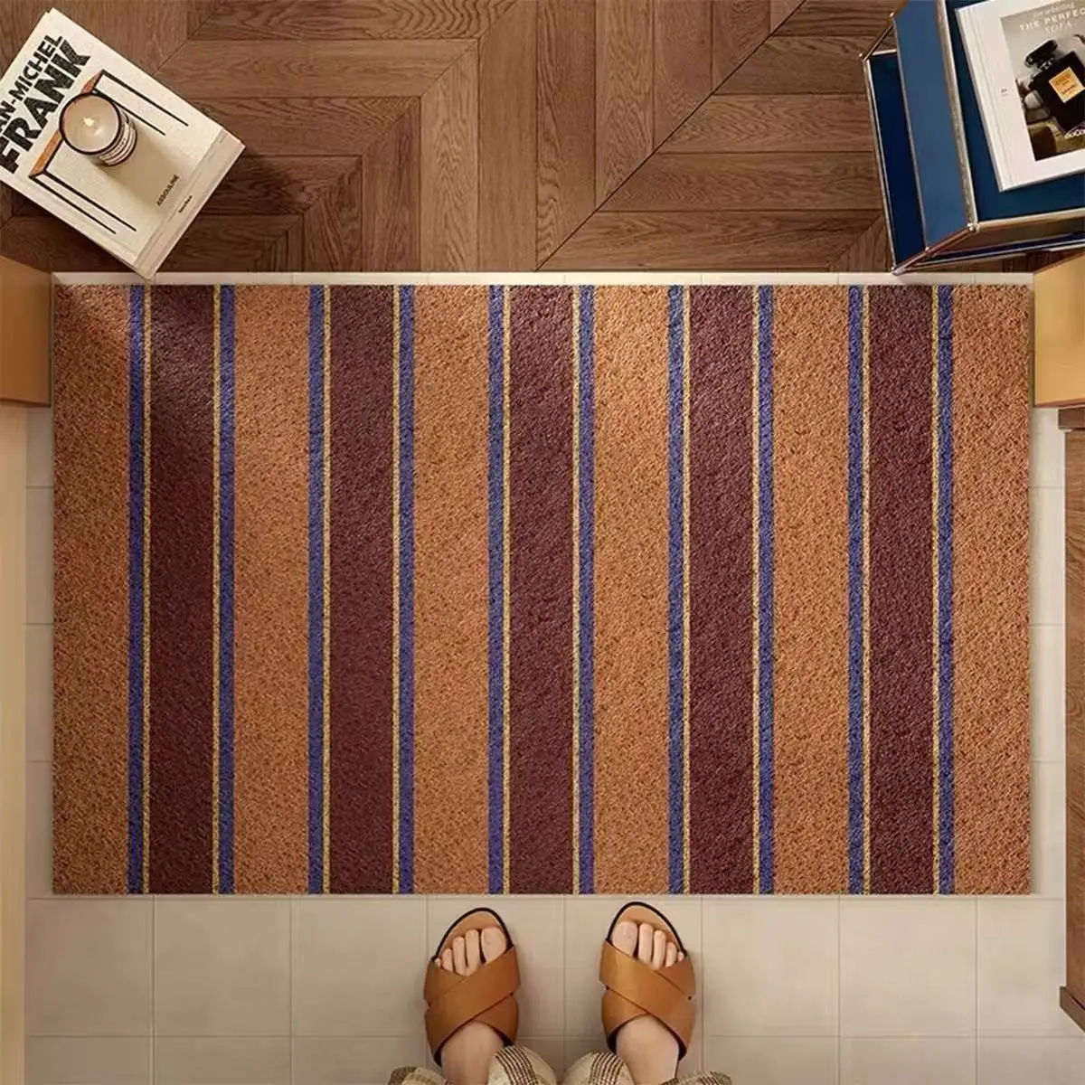 Cobblestone Impression Door Mat, American Style PVC Coil Rug, Thick Non-Slip Wear Resistant Entrance Floor Mat