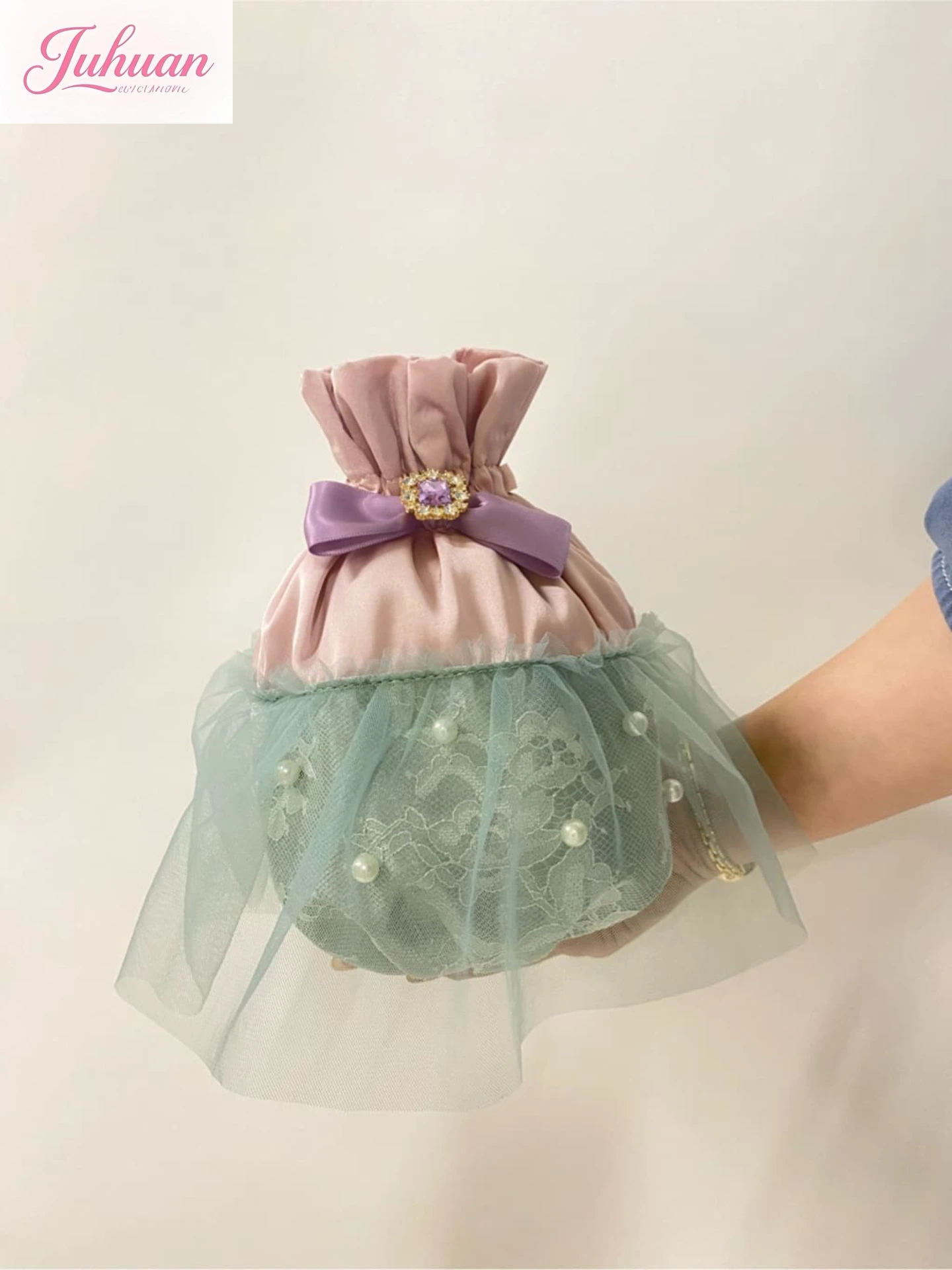 

Японская милая кавайная Лолита со стразами и бантом, кружевная сумка с перекрестным ремешком и цветком, женская повседневная ручная сумка для рта, женская сумка