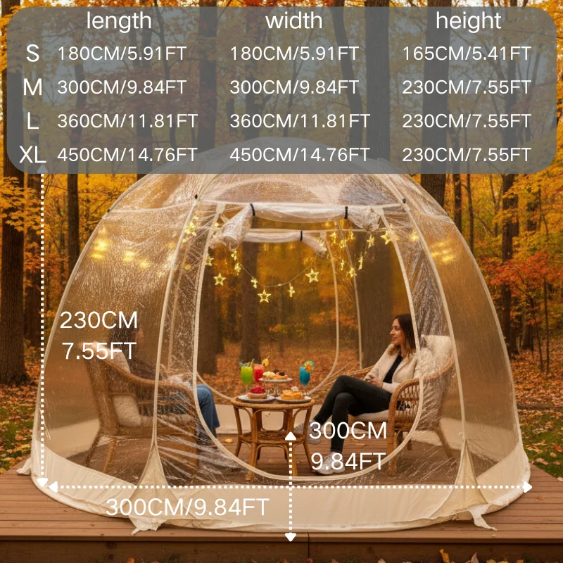 Clear Pop Up Tent Transparent PVC Instant Shelter for Backyard Patio Beach Camping Garden Party Pet Outdoor