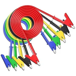 1/5pcs Dual Alligator Clip Test Lead Crocodile Clamp Cable Wire 1M/1.5M/2M/3M/ Multimeter Electronic Testing HAVC Tool 15A/25A