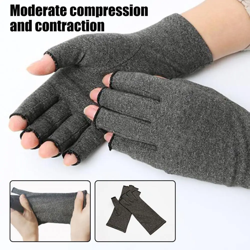 Breathable Gloves Moisture-wicking Gloves Compression Arthritis Gloves for Women Men Fingerless Hand Wraps Stretchy for Pain