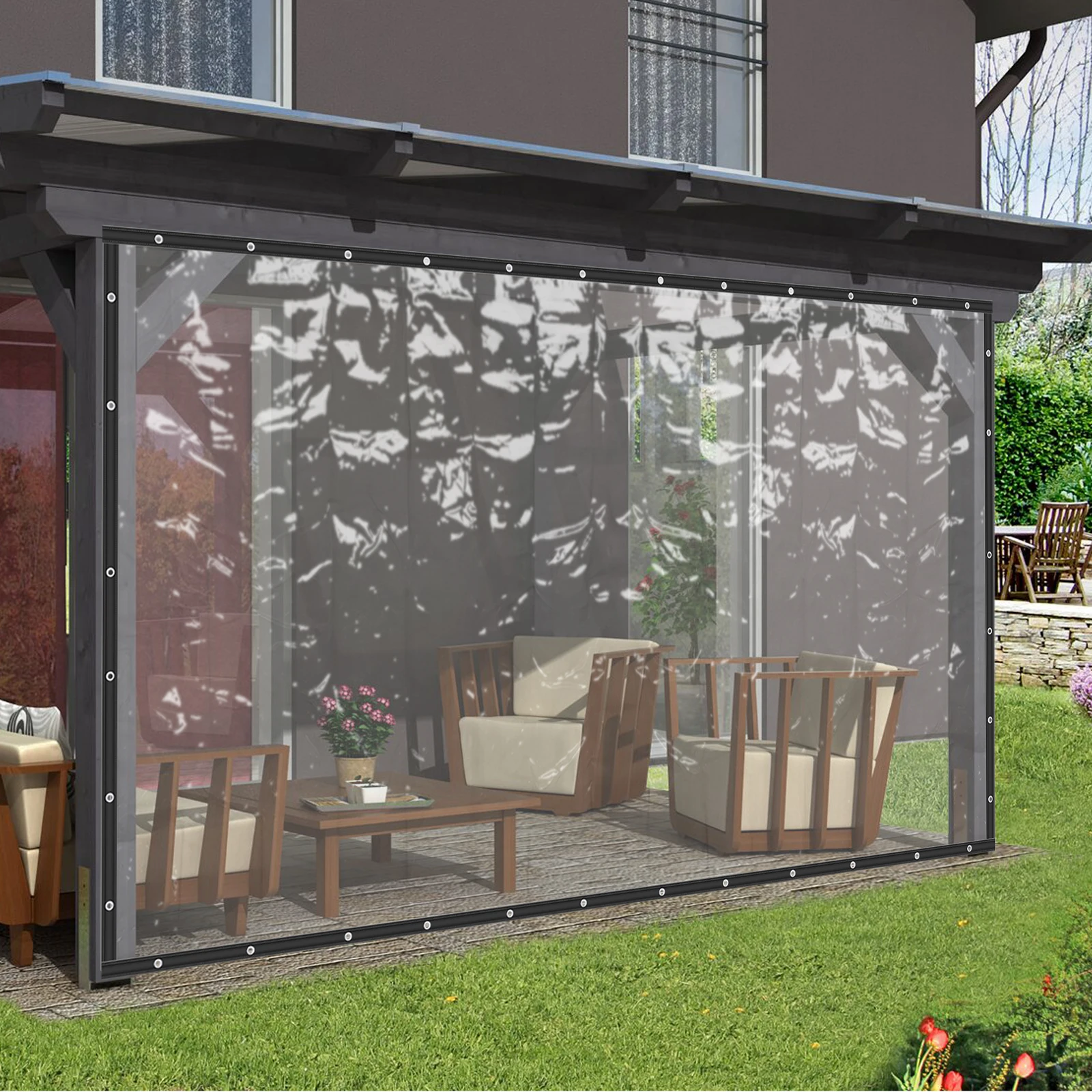 8*20FT PVC Clear Awning Canopy Transparent Tarpaulin Rainproof Gazebo Furniture Waterproof Clear Tarp Canopy