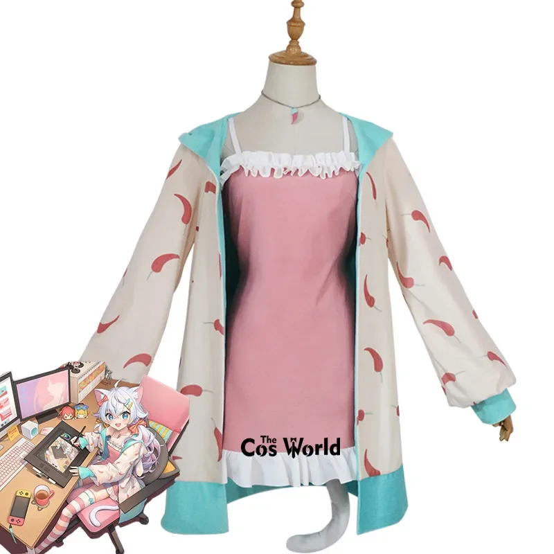 

YouTuber Vtuber Kagura Nana Coat Dress Outfit Cosplay Costumes