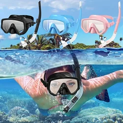 Dry Snorkel Set Diving Mask For Adults Tempered Glass Professional Panoramic Snorkeling Gear Swimming Training Snorkel Kit
