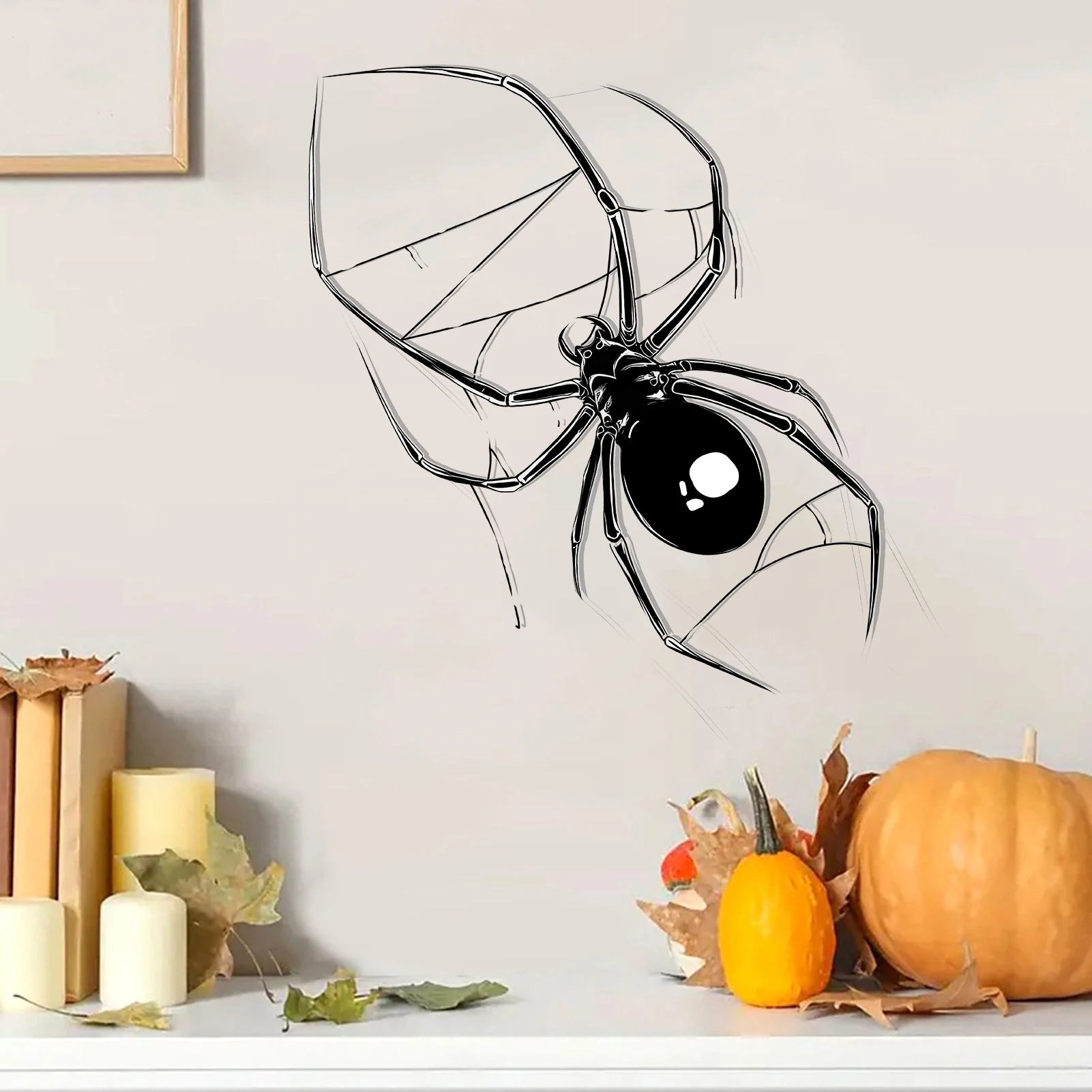 Multi-Style Scary Spider Halloween Wall Sticker Spider Web Wall Decal Removable Peel and Stick PVC Halloween Decoration