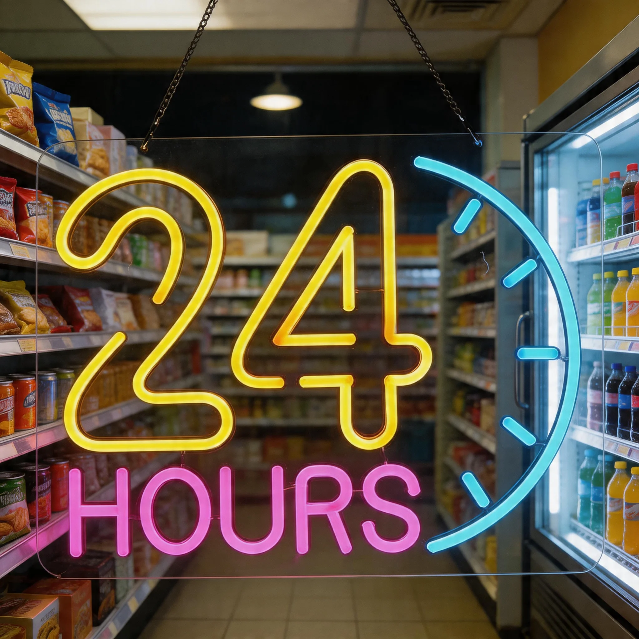 Decor Lighting Opening Hours - 24-Hour LED Neon Sign, USB Powered