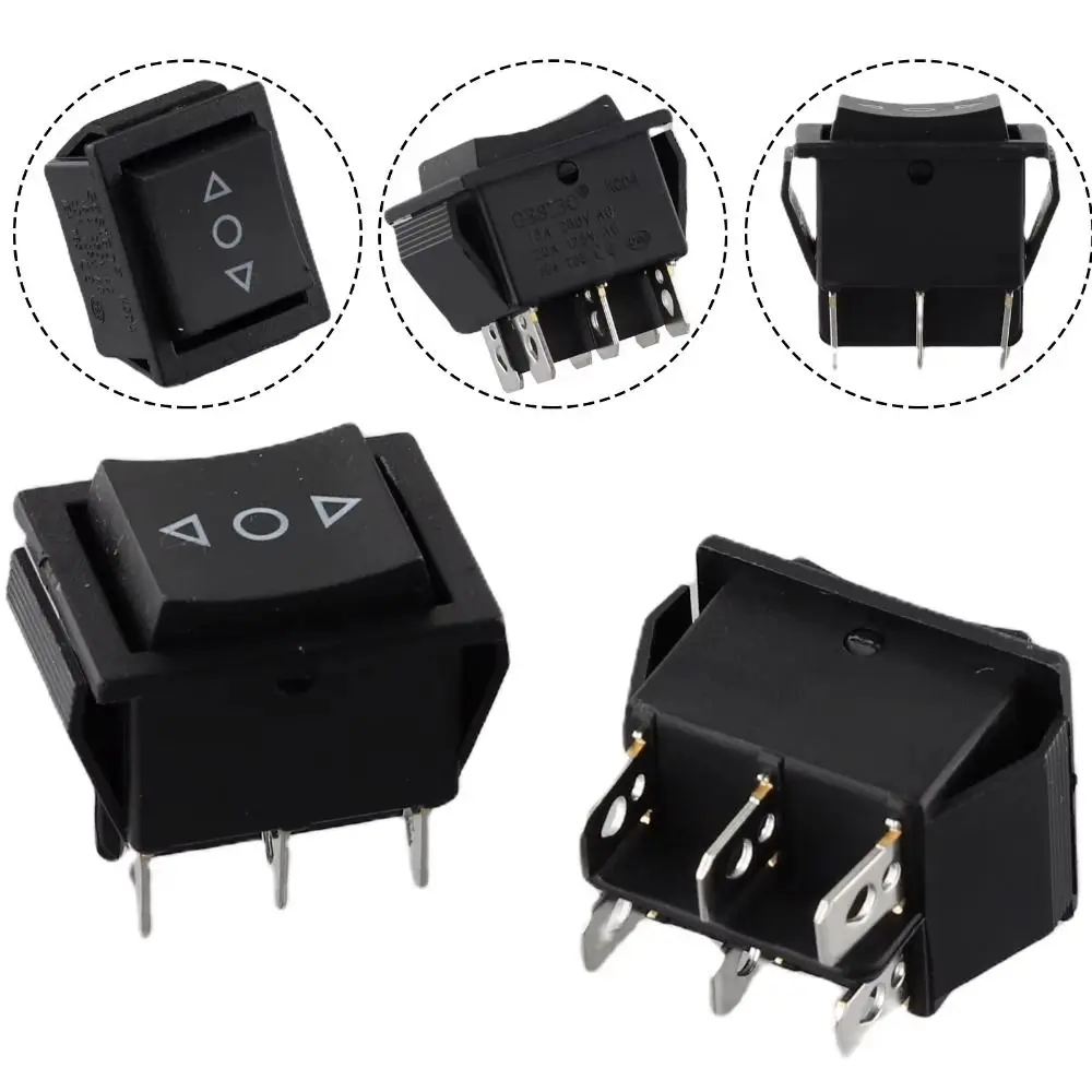 10pcs KCD4 Momentary Rocker Switch High Current 6 Pin Terminals Double Reset Switch Automatic Reset ON-OFF-ON Push Button Switch