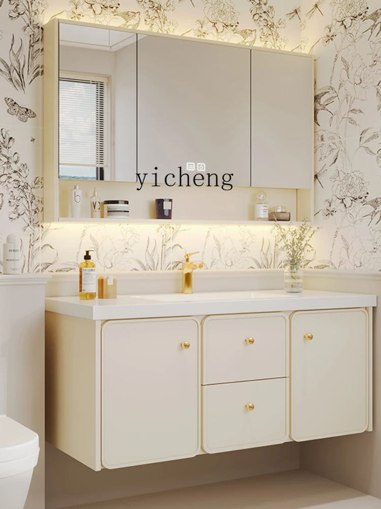 CZ French Retro Bathroom Cabinet Modern Light Luxury Wash Face Wash Hand Inter-Platform Basin Combination Bathroom Smart