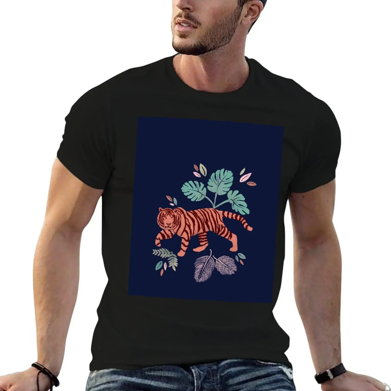 

Tropical Jungle Tiger T-Shirt quick drying football t shirt blue lock shirts graphic plain black t shirts men