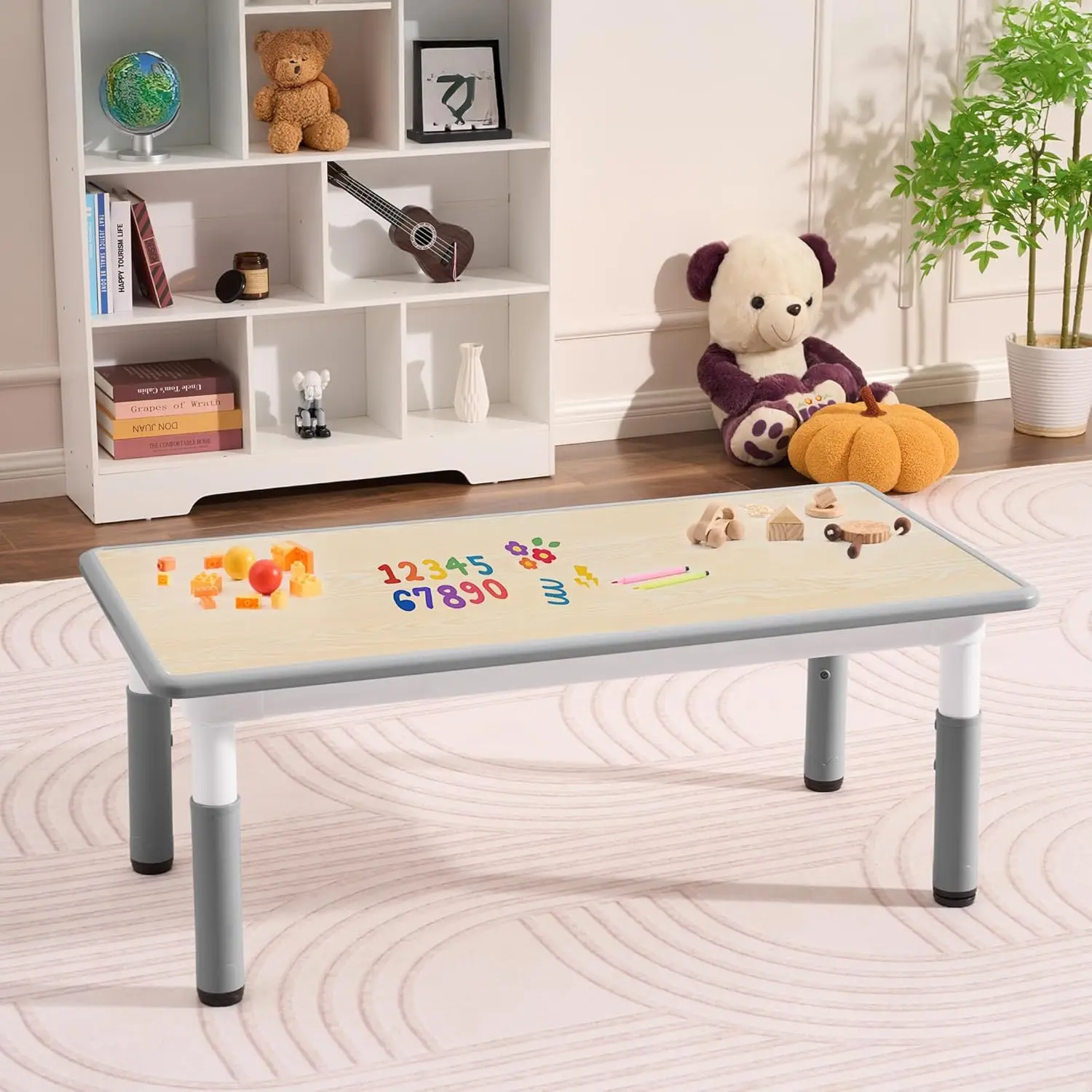 

7-Level Height Adjustable Kids Table for Ages 3-8, Multi-Activity Desk with Graffiti Desktop