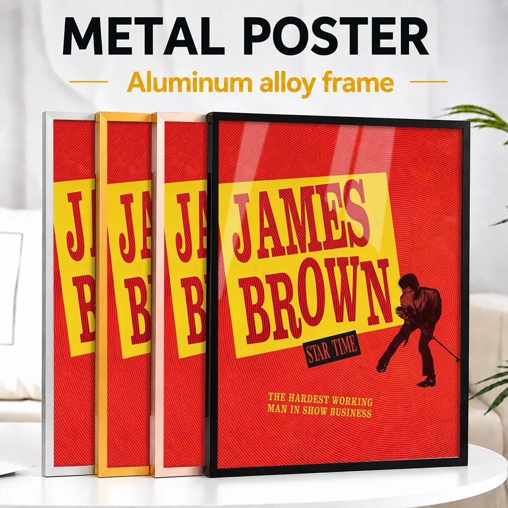 James Brown Star Time Album Cover Framed Aluminum Metal Poster Customized Soul Legend Tribute Wall Art For Room And Fan Gift