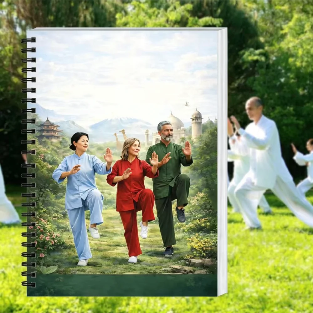 Tai Chi Exercise Notebook 28 Day Training Tracker Daily Fitness Log Spiral Bound Diary For Seniors Healthy Life